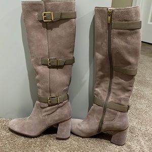 Suede/leather boots. Sz 6.5. Taupe.